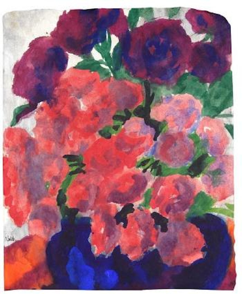 Pfingstrosen in blauer Vase by Emil Nolde