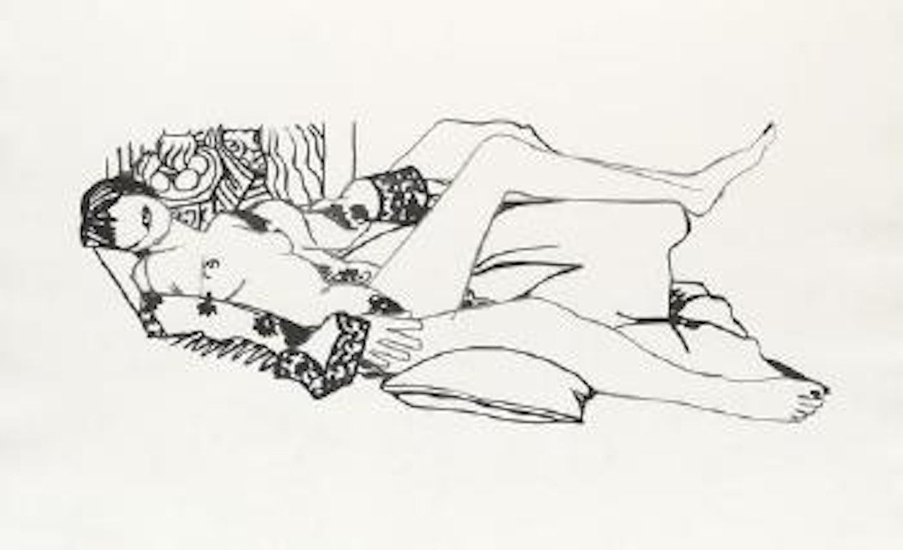 Monica nude with purple robe by Tom Wesselmann