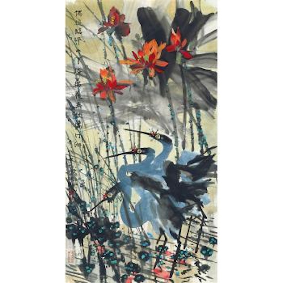 Lotus And Egrets by Huang Yongyu
