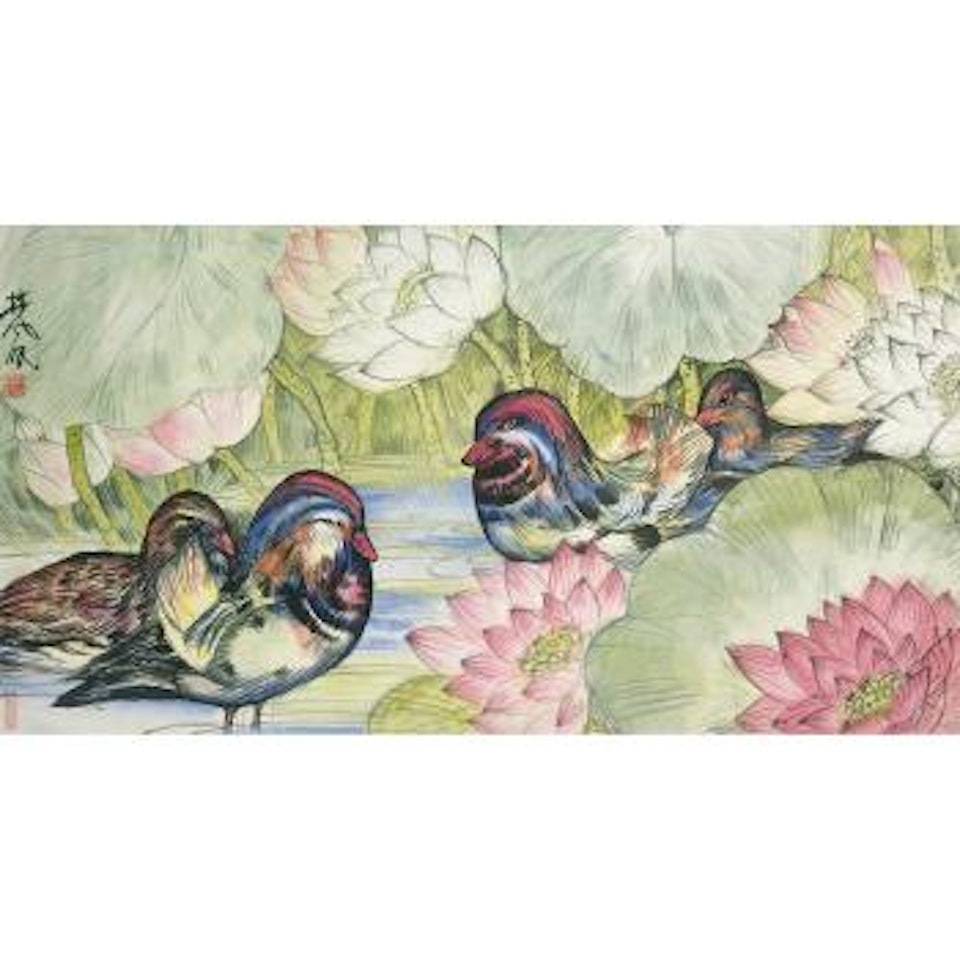 Lotus And Mandarin Ducks by Lin Fengmian