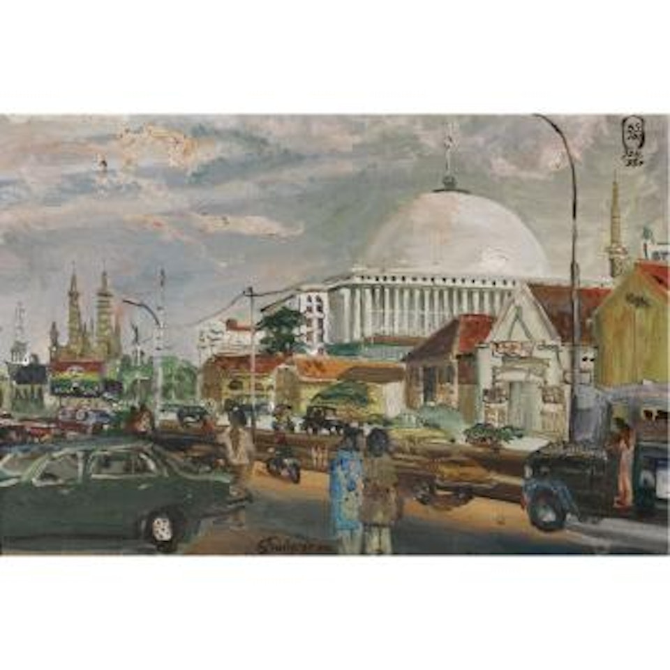 Istiqlal And Cathedral by Sindutomo Sudjojono