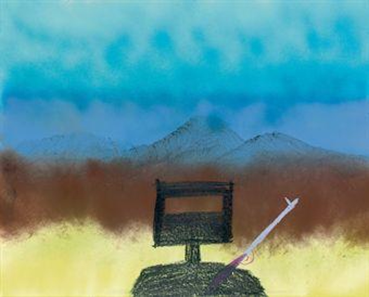 Ned Kelly with his gun by Sidney Nolan