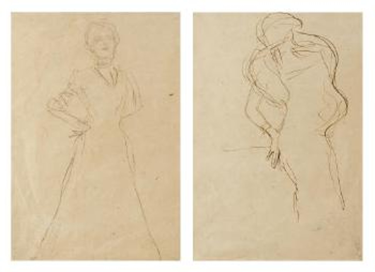 Stellungsstudie mit eingebeugten Arm (recto); Figurate Skizze (verso) (Rose Rosthorn) by Gustav Klimt