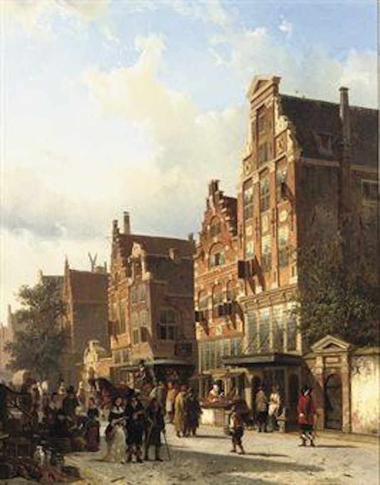 The Quasihuis of Rembrandt on the St Anthoniebreestraat, Amsterdam by Cornelis Springer