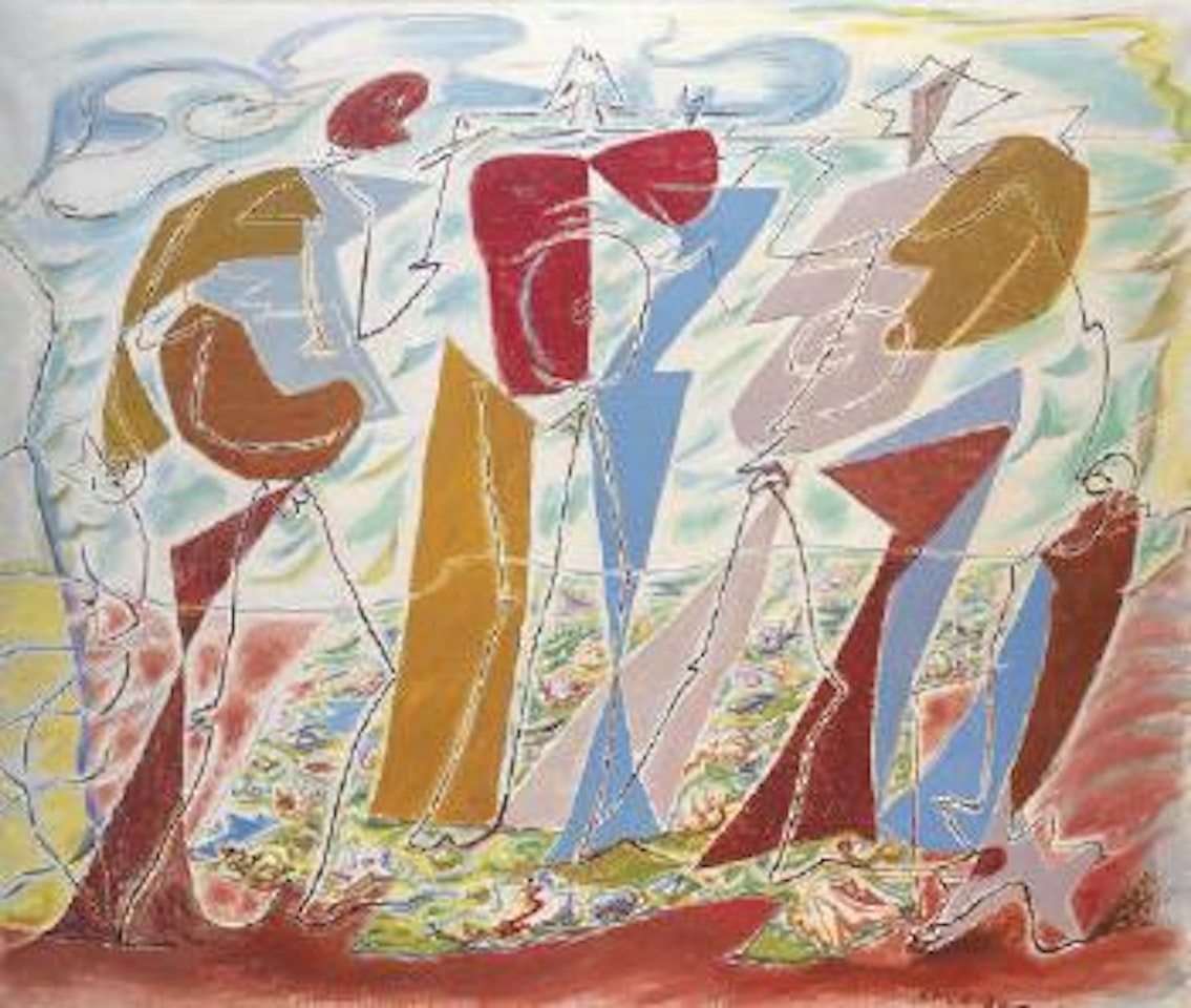 Hommes devant la mer by André Masson