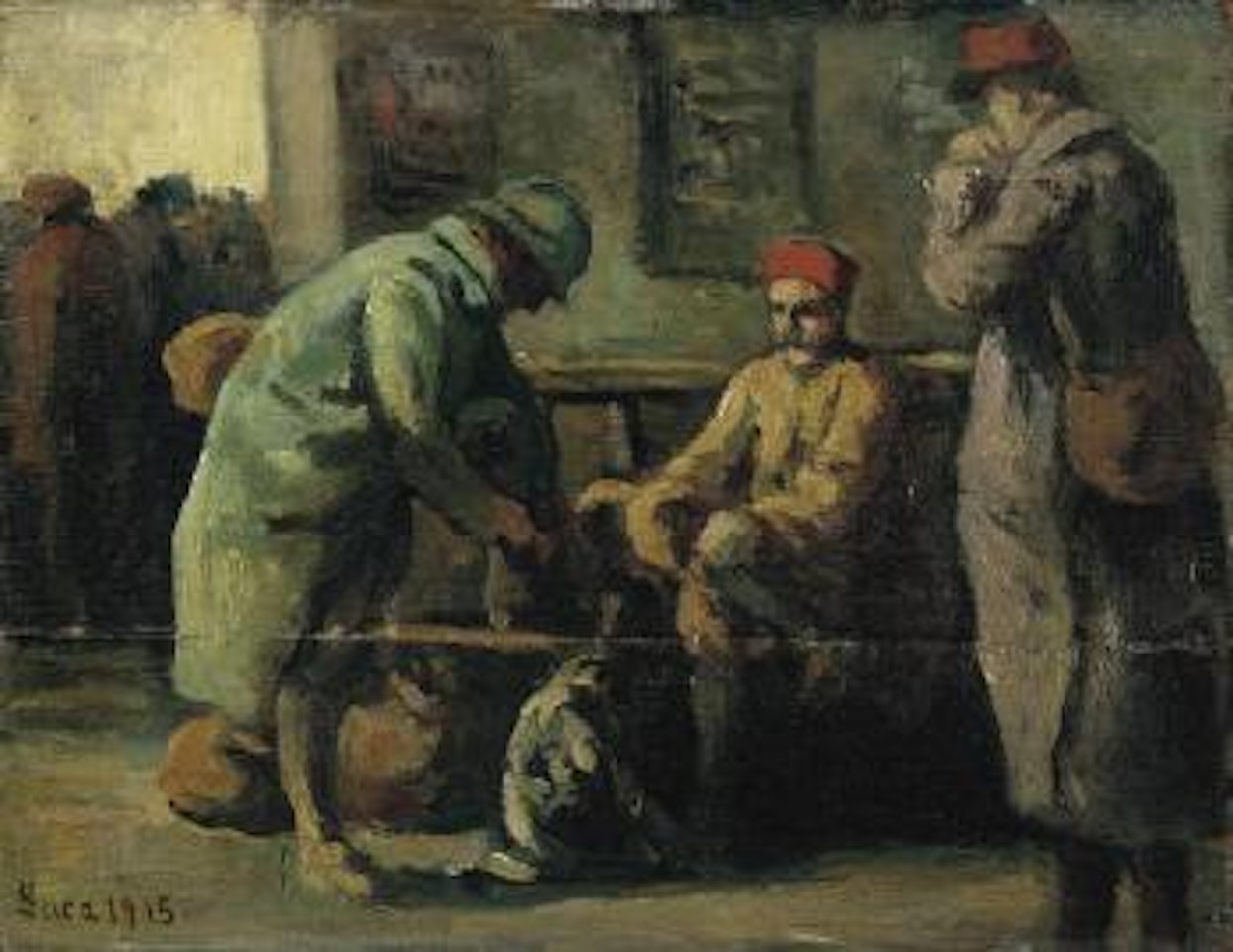 Les trois soldats à la gare by Maximilien Luce