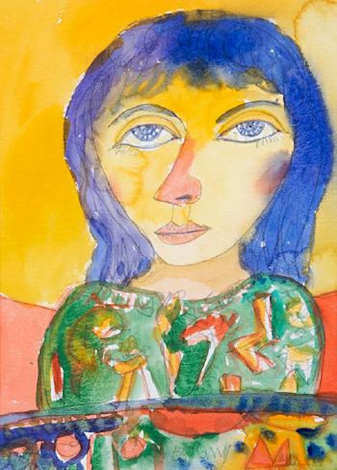 Portrait, blue hair by John Bellany