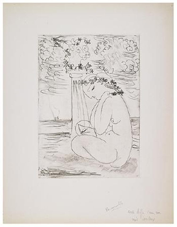 Jeune Femme surprenant le reflet d'une hirondelle dans son miroir (Bloch 290; Baer 610) by Pablo Picasso