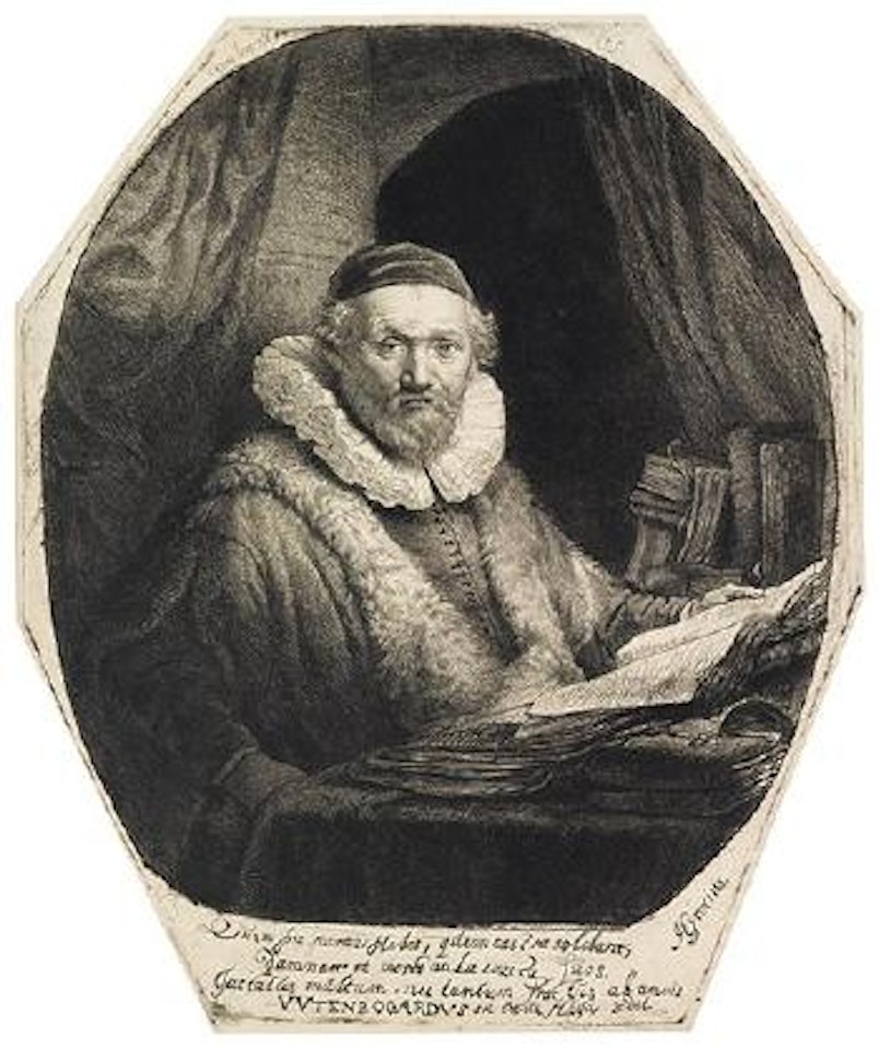 Jan Uytenbogaert, Preacher of the Remonstrants (Bartsch 279; Biörklund 35-D; Hollstein 279) by Attributed to Rembrandt Harmensz van Rijn