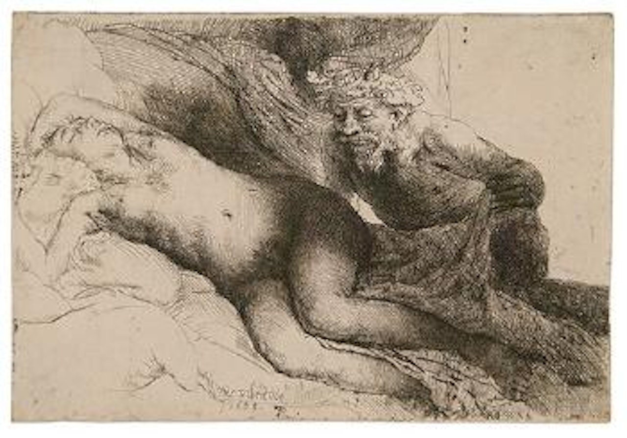Jupiter and Antiope: the Larger Plate (Bartsch 63; Biörklund 54-C; Hollstein 63) by Attributed to Rembrandt Harmensz van Rijn