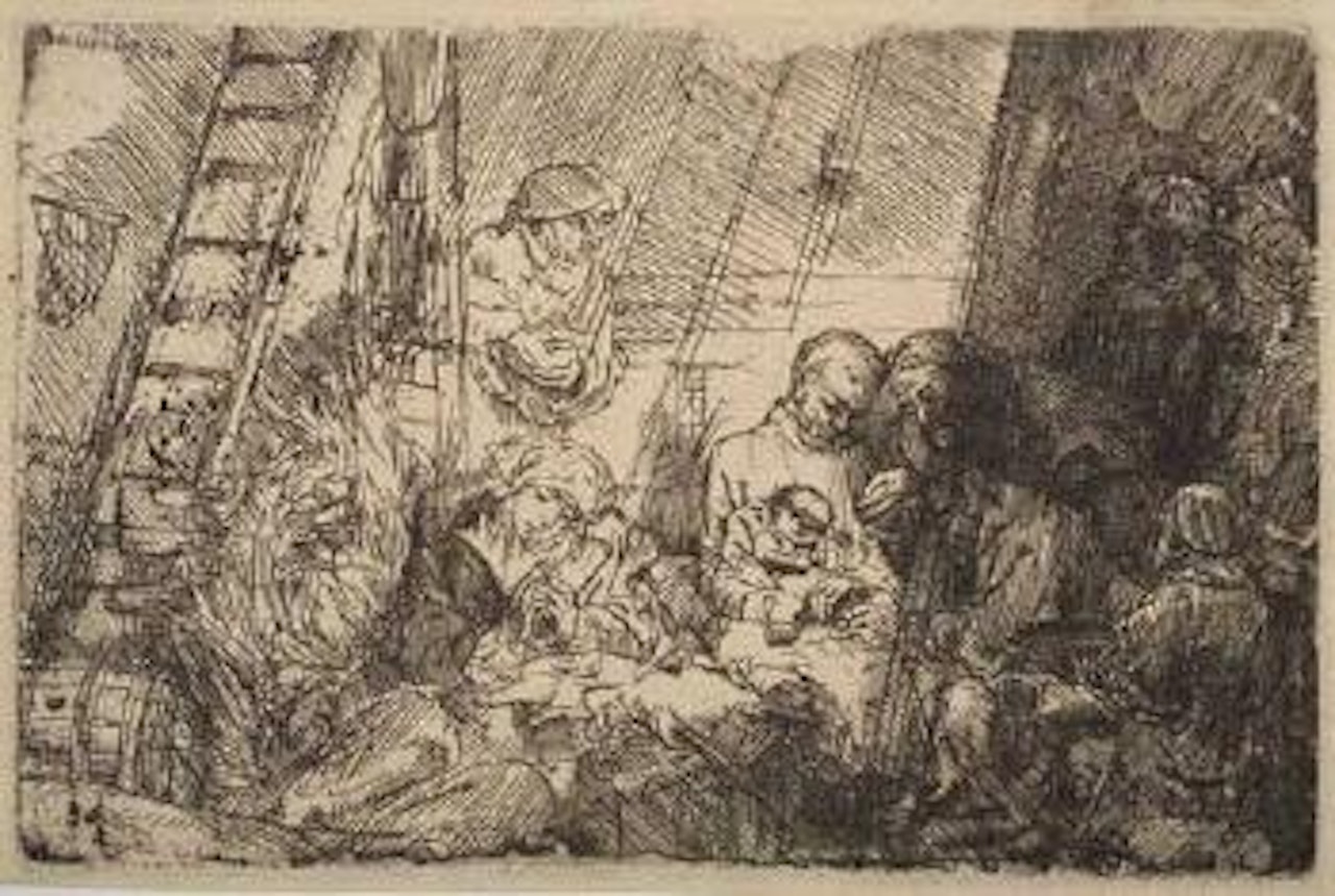 The Circumcision in the Stable (Bartsch 47; Biörklund 54-B; Hollstein 47) by Attributed to Rembrandt Harmensz van Rijn