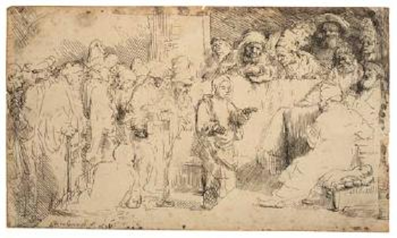 Christ Disputing with the Doctors: a Sketch (Bartsch 65; Biörklund 52-B; Hollstein 65) by Attributed to Rembrandt Harmensz van Rijn