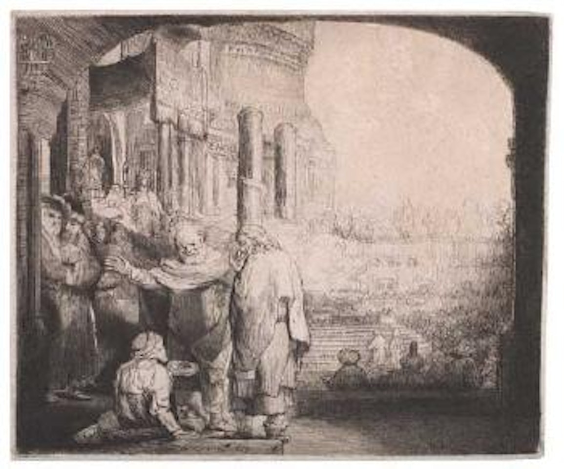 Peter and John Healing the Cripple at the Gate of the Temple (94; Biörklund 59-A; Hollstein 94) by Attributed to Rembrandt Harmensz van Rijn