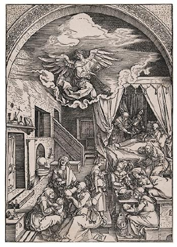 The birth of the Virgin (Bartsch 80; Meder 192) by Albrecht Dürer