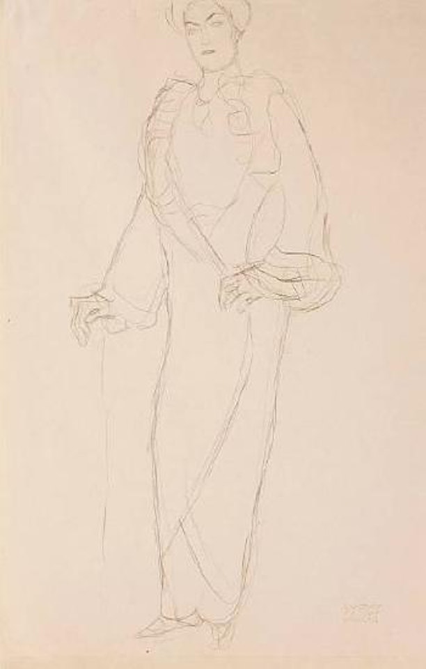 Stehend von vorne, die rechte aufgestutzt by Gustav Klimt