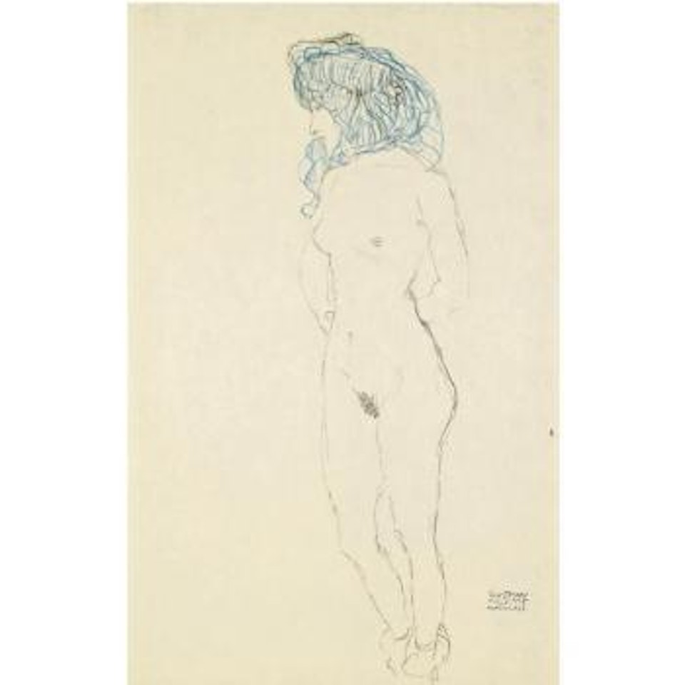 Stehender Frauenakt, mit im Rücken verschränkten Armen (Standing female nude, arms crossed in the back) by Gustav Klimt