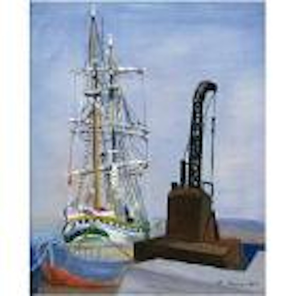 Bateau et grue a la Seyne by Moïse Kisling