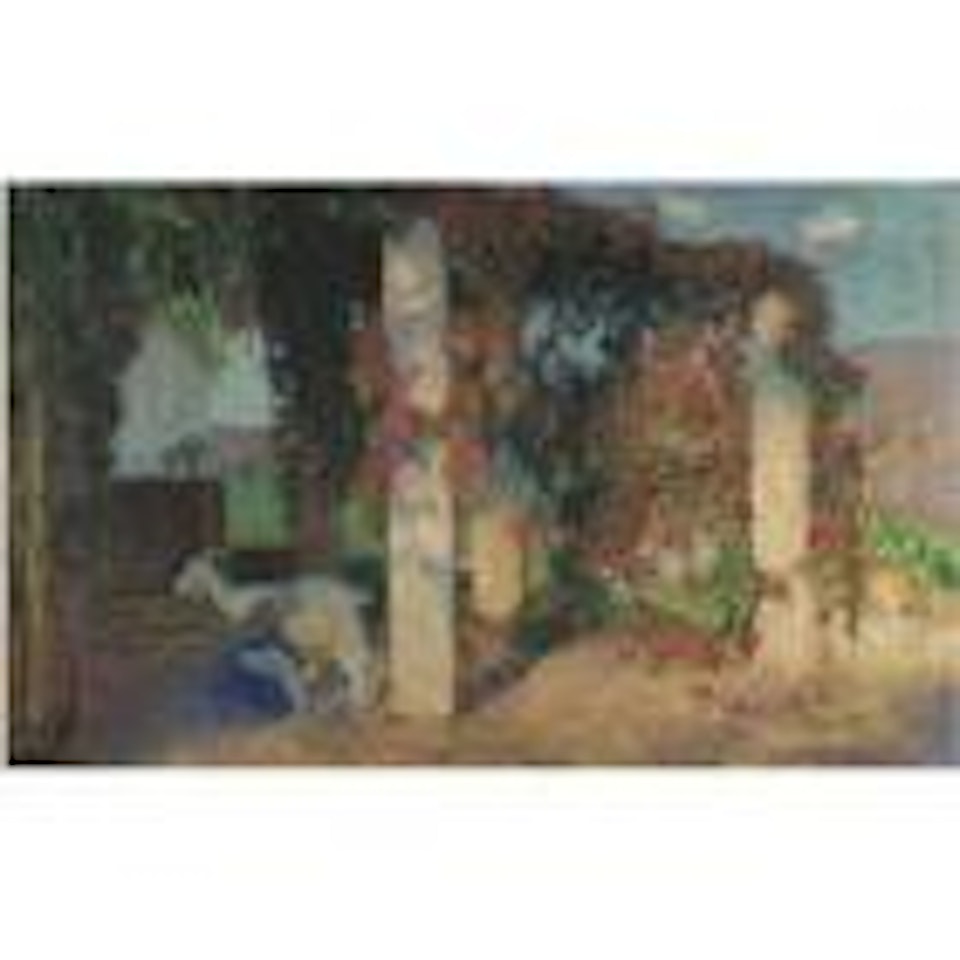 Jeune fille trayant une chevre sous une des pergola de Marquayrol by Henri Jean Guillaume Martin