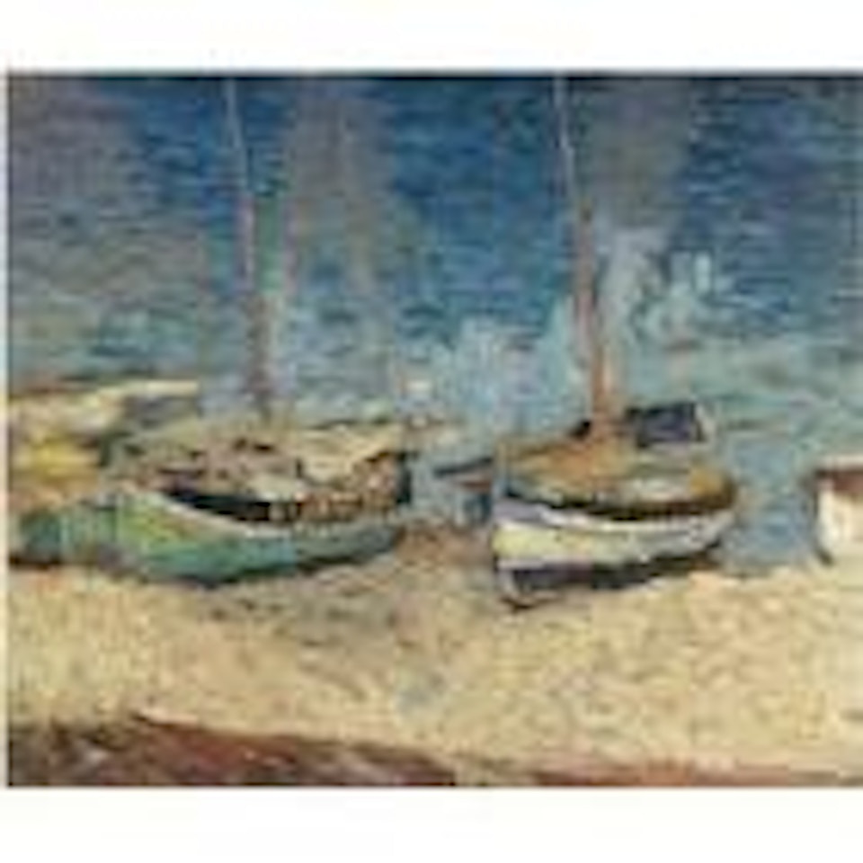 Quelques barques echouees sue la greve a Collioure by Henri Jean Guillaume Martin