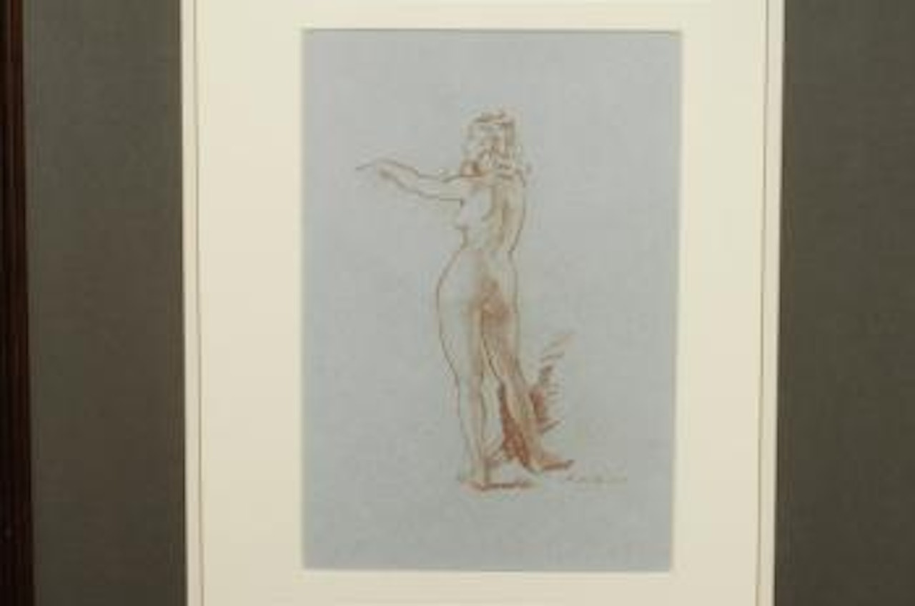 Study of the back of a female nude, standing, full length by William Russell Flint