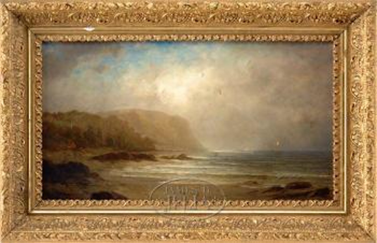 Coastal beach with cliffs by Alfred Thompson Bricher