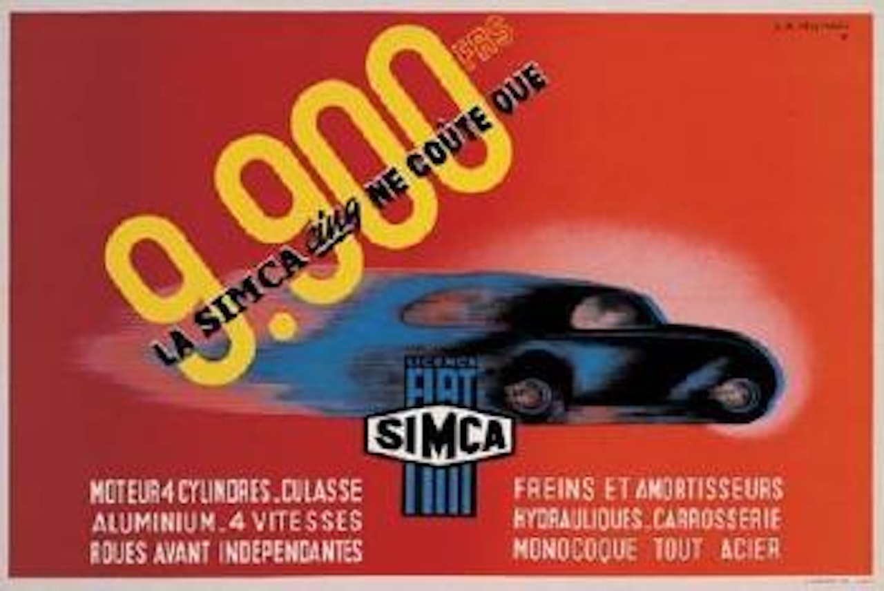 Simca/La cinq ne coute que 9.900 frs. by Cassandre (Adolphe Jean-Marie Mouron)
