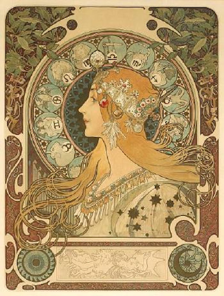Zodiac (R./W. 19 var. 4) by Alphonse Mucha