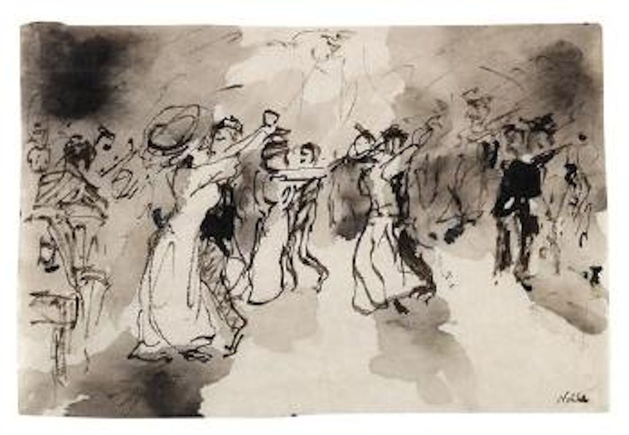 Tanzpaare in einem Ballsaal by Emil Nolde
