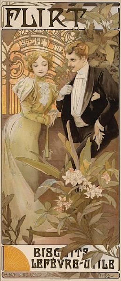 Flirt - Biscuits Lefebvre-Utile (R./W. 72) by Alphonse Mucha