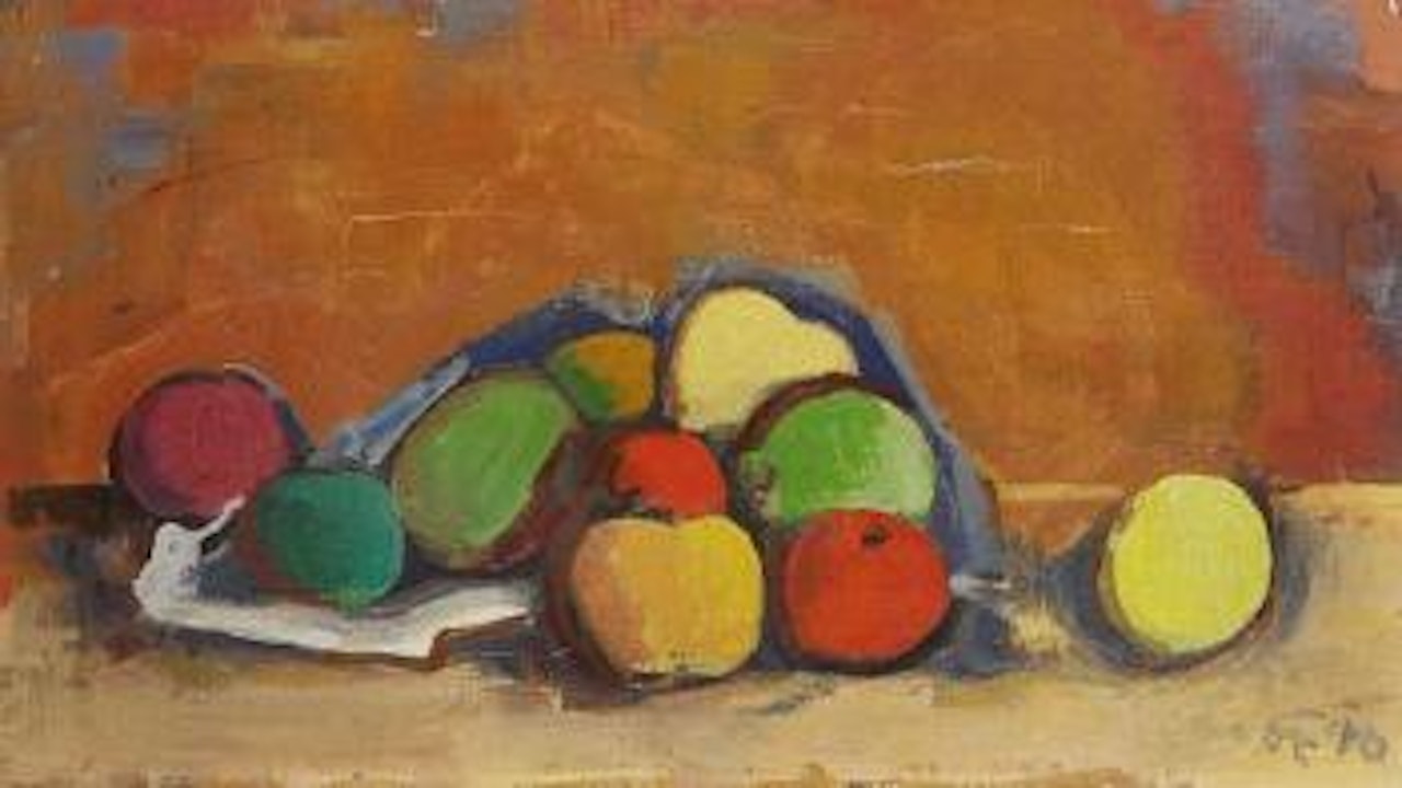 Früchtestillleben (Äpfel in Tüte) by Karl Hofer
