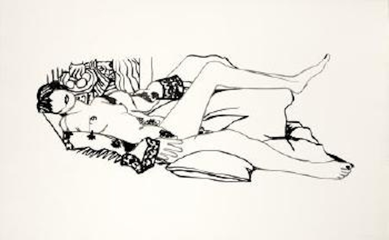 Monica nude with purple robe by Tom Wesselmann
