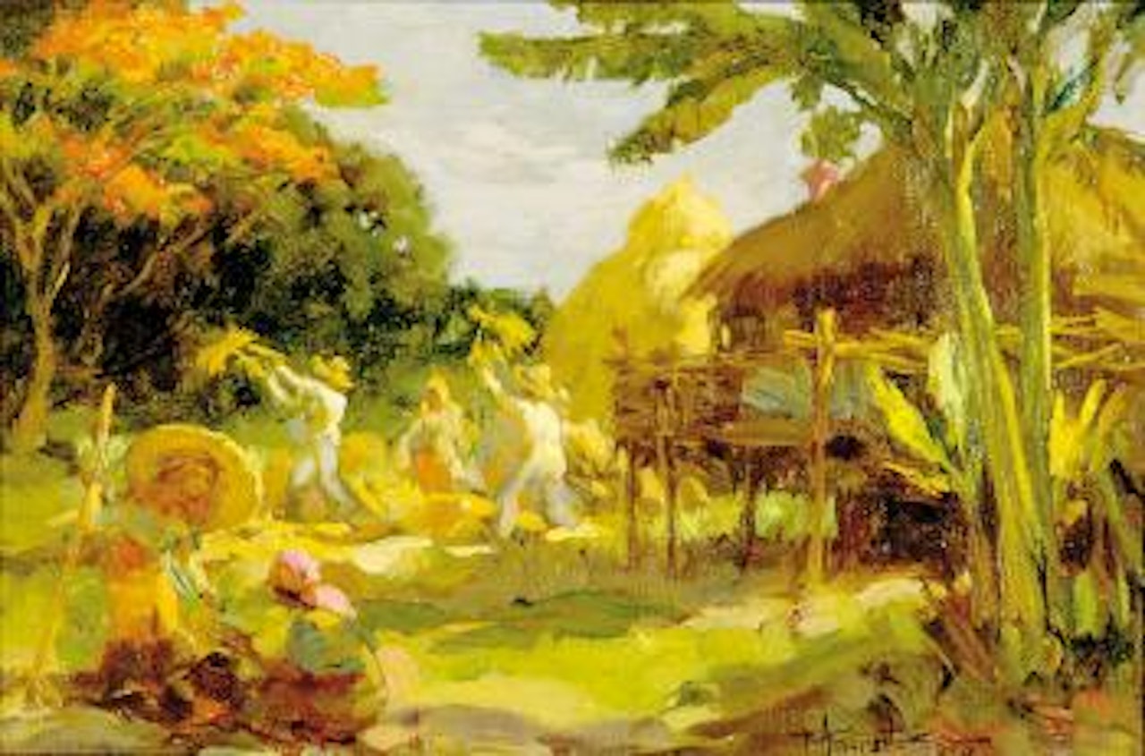 Village scene by Fernando Amorsolo