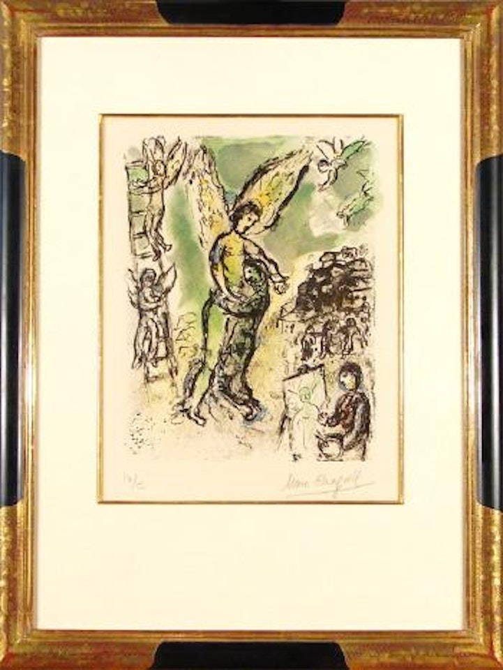 Jacob Wrestles Angel (M. 657) by Marc Chagall