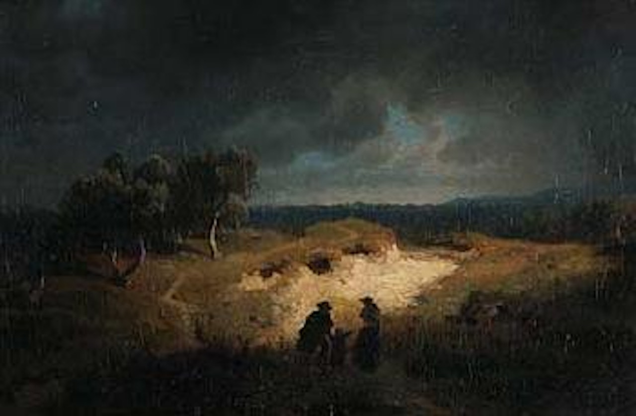 Reisende in weitlaufiger Sommerlandschaft by Oswald Achenbach