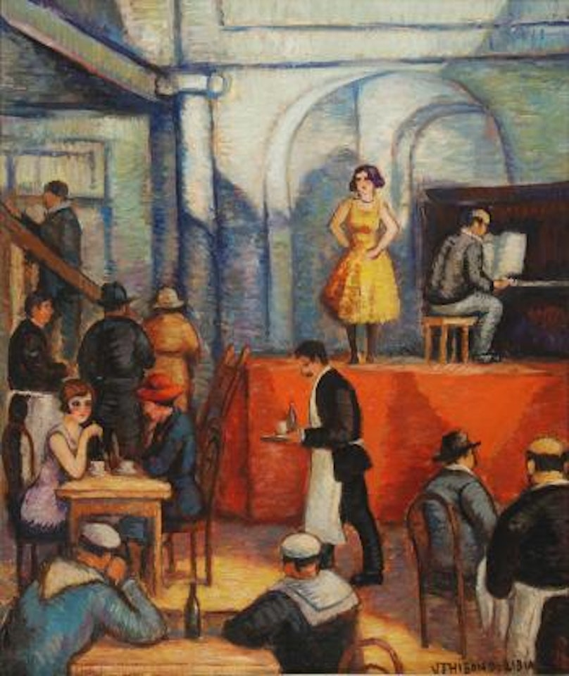 En el café by Valentín Thibon de Libian