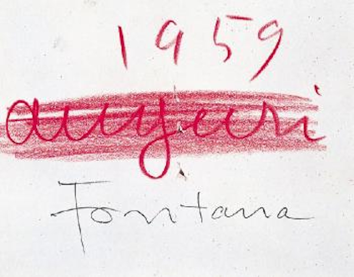 Concetto spaziale, biglietto di auguri by Lucio Fontana