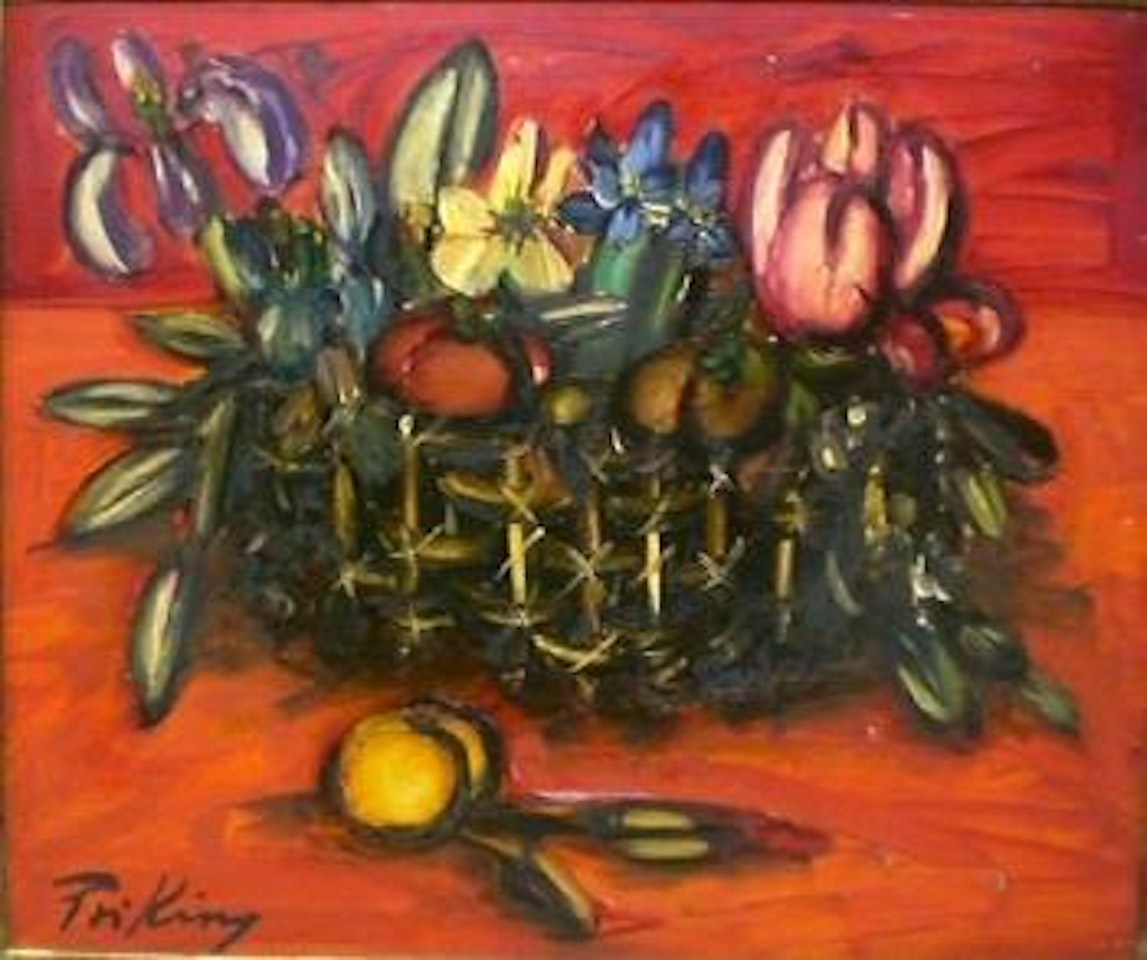 Nature morte aux panier des fleurs by Franz Priking