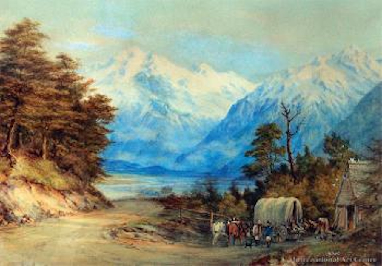 Settlers, West Coast Road through the Upper Waimakariri Valley by Charles Decimus Barraud