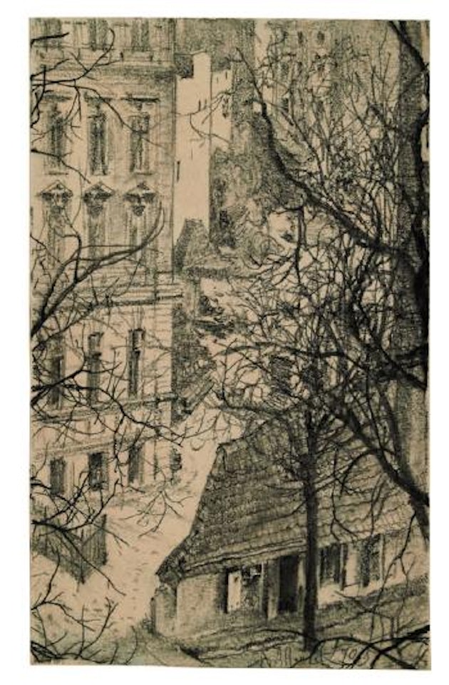 Stadtansicht, hinterhof in berlin by Adolph Menzel