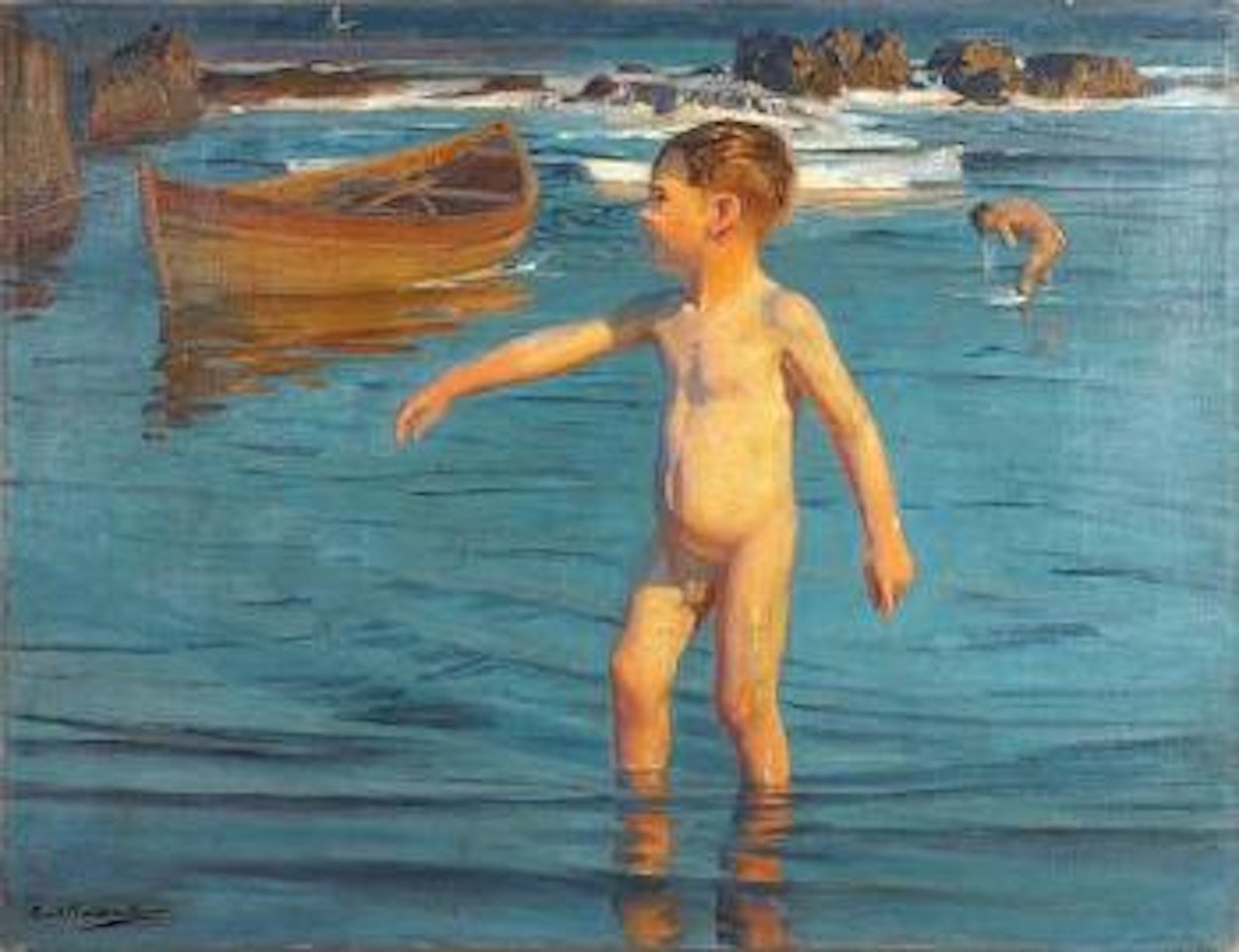 Young boy at the shore by Benito Rebolledo Correa