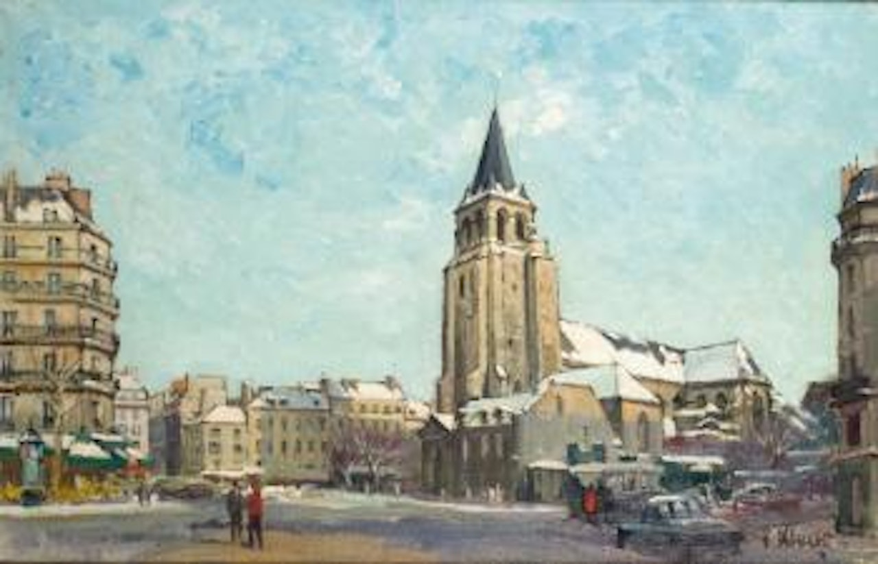 Paris, l'église Saint-Germain-des-Prés sous la neige by Constantin Kluge