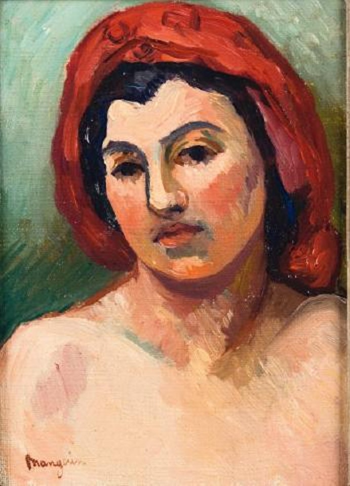 Jeune femme à la coiffe rouge by Henri Manguin