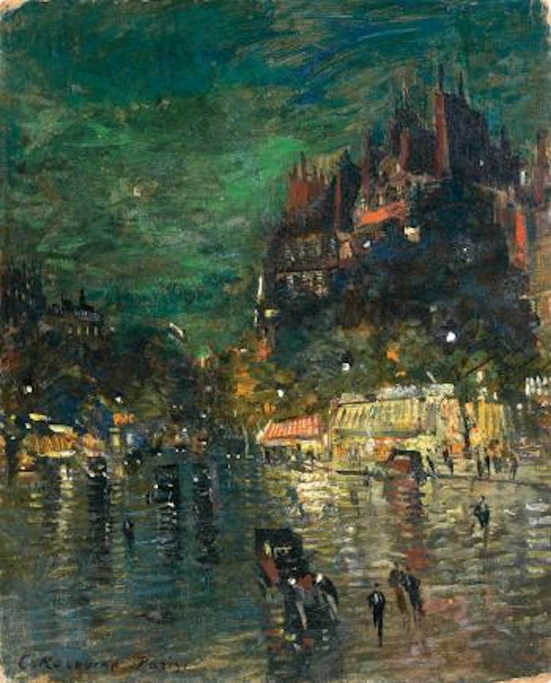 Les grands boulevards, la nuit by Konstantin Alekseevich Korovin