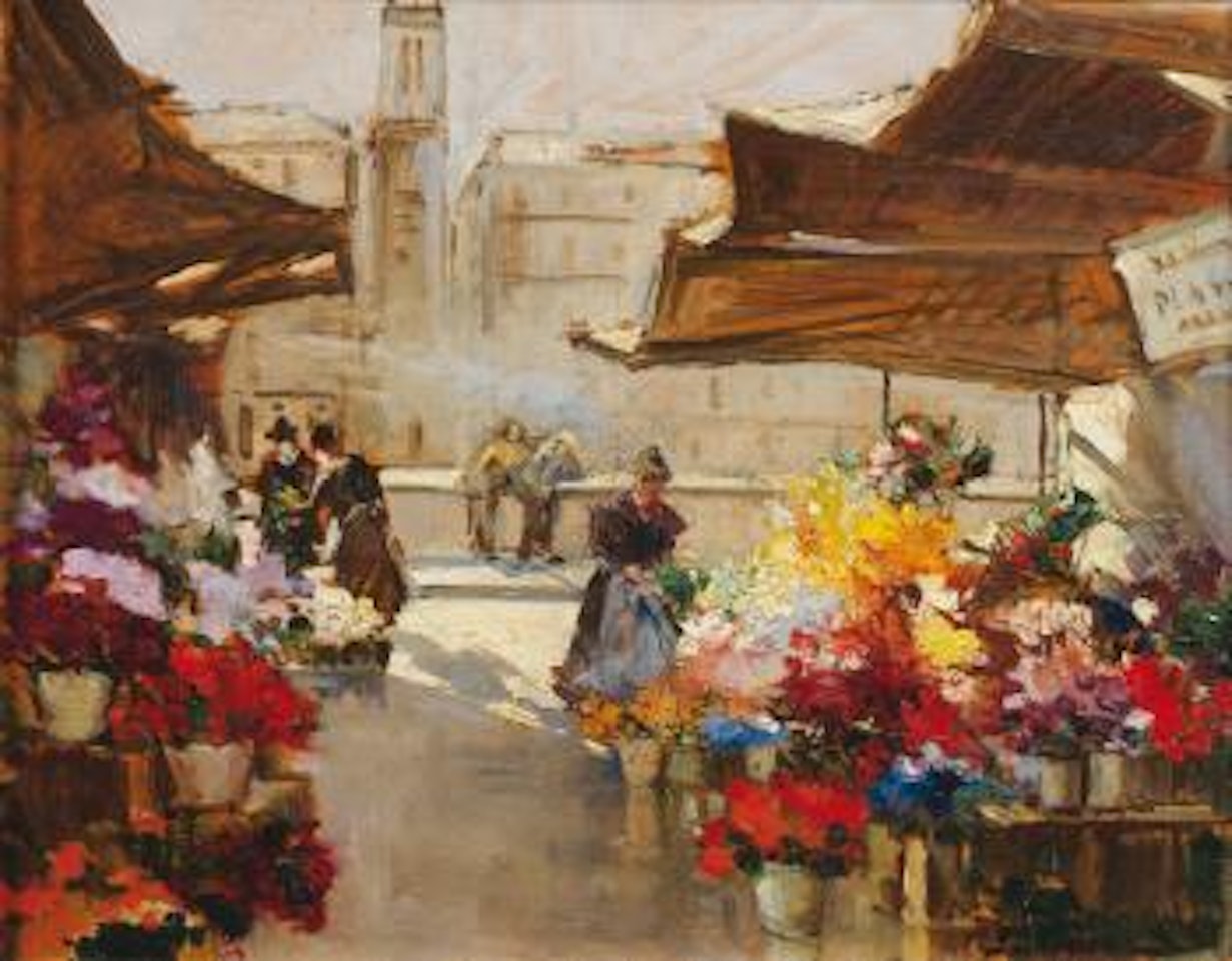 Le marché aux fleurs by Georgij Aleksandrovic Lapschin