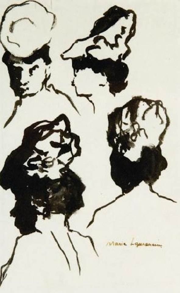 Quatre études d'une élégante au chapeau by Marie Laurencin