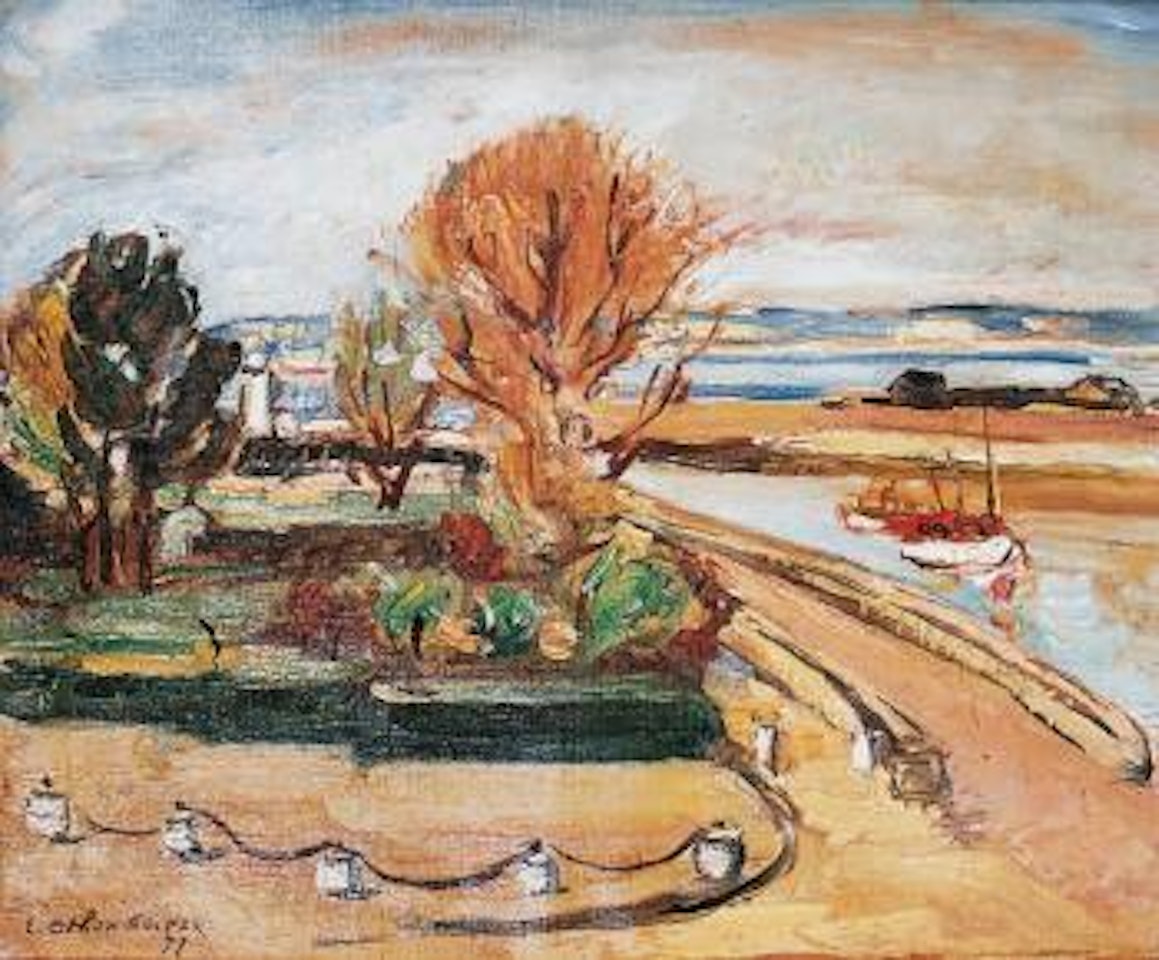 Honfleur, chalutier à l'entrée du port by Othon Friesz