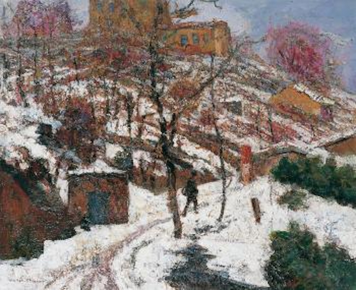 Coteaux de vigne sous la neige à Noël à Châteauguay by Victor Charreton