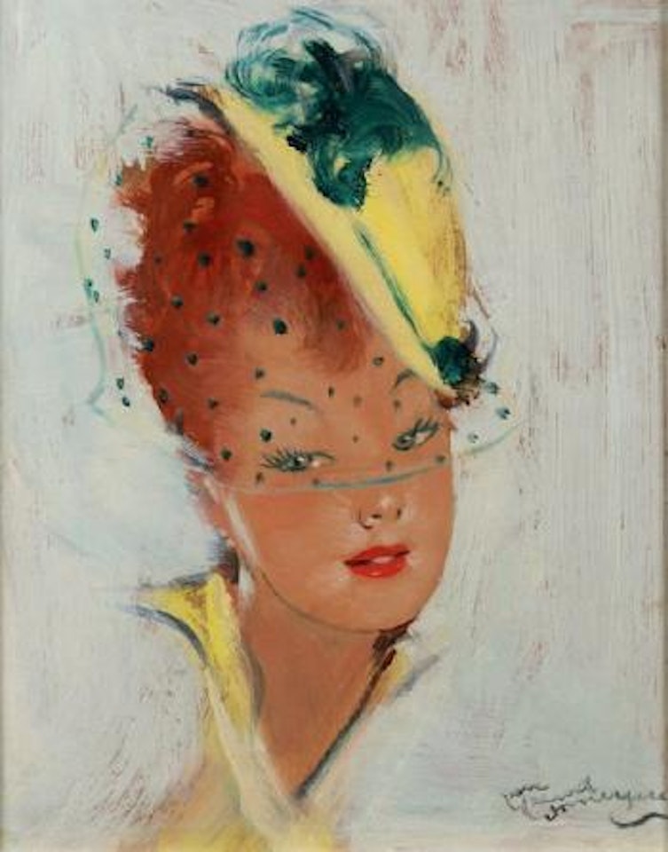 Elégante au bibi jaune by Jean Gabriel Domergue