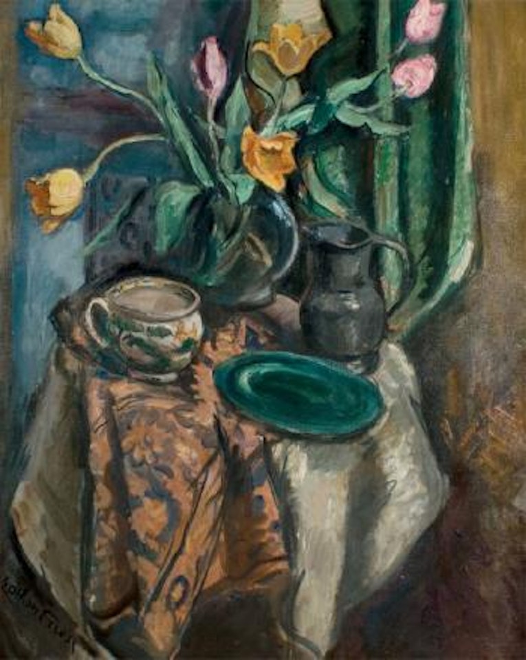 Vase de tulipes sur le guéridon by Othon Friesz