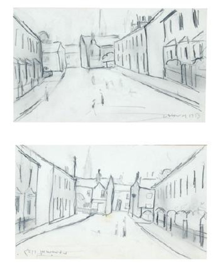 Two views of Water St, Northwich by Laurence Stephen Lowry
